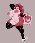  anthro areola biped breasts eyelashes felid feline female fur genitals hair hi_res mammal nedoiko nipples open_mouth pupils pussy smile solo thick_thighs 