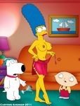  brian_griffin cartoon_avenger family_guy marge_simpson stewie_griffin the_simpsons 
