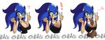  &lt;3 anthro areola balls big_breasts blue_hair breasts cleavage clothed clothing crossgender cuisine drooling english_text erect_nipples erection fellatio female green_eyes hair hedgehog male mammal nipples oral oral_sex penis rule_63 saliva sega sex smile sonic_(series) sonic_team sonic_the_hedgehog straight text titfuck 