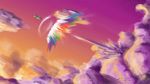  cloud clouds cutie_mark cyan_body equine esuka female feral flying friendship_is_magic fur hair hasbro mammal multi-colored_hair my_little_pony pegasus rainbow_dash_(mlp) rainbow_hair sky solo sonic_rainboom stars sunset wings 