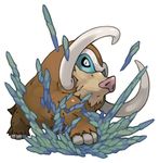  dirt full_body gen_4_pokemon looking_at_viewer mamoswine no_humans pearl7 pokemon pokemon_(creature) simple_background solo tusks white_background 