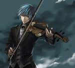  bad_id bad_pixiv_id blue_hair formal hands instrument kaito male_focus nama_(f14a) night sky solo suit violin vocaloid 