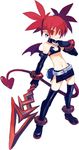  bat_wings demon_girl disgaea etna flat_chest harada_takehito makai_senki_disgaea_2 polearm red_eyes red_hair short_hair solo spear tail thighhighs weapon wings 