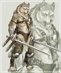  abs animal_ears armor belt buckle dual_wielding furry holding male_focus nagamori_kouta pixiv_fantasia pixiv_fantasia_4 scabbard sheath solo standing sword weapon wolf wolf_ears yellow_eyes 