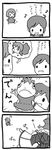  1girl 4koma blush chibi child comic doll gake_no_ue_no_ponyo greyscale kaito meiko monochrome o_o ponyo scarf shimota smile translated vocaloid younger 