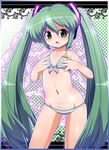  flat_chest green_eyes green_hair hatsune_miku long_hair project_diva project_diva_(series) ryuu_ryuu solo swimwear_(module) twintails vocaloid 