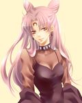  bad_id bad_pixiv_id bishoujo_senshi_sailor_moon black_lady breasts chibi_usa choker cleavage crystal_earrings double_bun dress earrings facial_mark forehead_mark jewelry konu0110 large_breasts long_hair older pink_hair red_eyes see-through solo twintails 