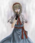  alice_margatroid bad_id bad_pixiv_id book finger_to_mouth gloves hairband highres l-grey short_hair solo touhou 