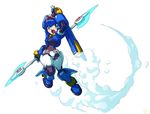  aile armor boots green_eyes helmet makoto_yabe model_lx official_art polearm rockman rockman_zx solo spear weapon 