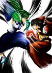  absurdres battle duel frog_hair_ornament hair_ornament hakurei_reimu hi34 highres inkblot kochiya_sanae multiple_girls parody shouryuuken snake_hair_ornament street_fighter street_fighter_iv_(series) touhou uppercut yin_yang 