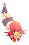  akane_(pokemon) bad_id bad_pixiv_id from_above full_body gym_leader hirococo lying on_stomach pink_eyes pink_hair pokemon pokemon_(game) pokemon_hgss shoes shorts simple_background smile socks solo twintails white_background 