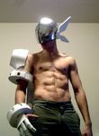  abs clothing cosplay digimon helmet human justimon male mammal navel nipples not_furry pants real solo topless 