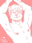  english_text hair long_hair looking_at_viewer male mammal monochrome muscles nipples nude polar_bear sketch solo text wolfyama 
