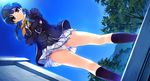  blue_eyes blue_hair game_cg hasekura_airi misaki_kurehito panties seifuku underwear upskirt ushinawareta_mirai_wo_motomete 