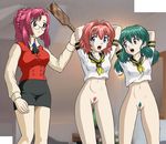  arms_over_head arms_up blue_eyes bottomless colored_pubic_hair gif glasses green_hair indoors kazami_mikuno kazami_mizuho looking_back miyafuji_miina miyafuki_miina multiple_girls navel no_panties onegai_teacher onegai_twins onodera_karen open_mouth paddle pink_hair pubic_hair purple_eyes pussy red_hair skirt spanked spanking standing teacher tears thigh_gap uncensored 