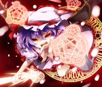  angry fangs hat magic_circle nail_polish open_mouth purple_hair red_eyes remilia_scarlet scarlett short_hair solo touhou wings 