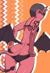  ass bad_id bad_pixiv_id bat_wings black_sclera copyright_request demon demon_girl demon_tail horns lol_(harikofu) looking_back red_skin solo tail wings 