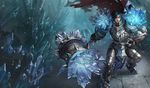  armor black_hair crystal gem hammer league_of_legends shield taric taric_gemknight 