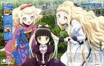  :d absurdres alice_blanche black_eyes black_hair blonde_hair blue_eyes camille_blanche dress highres ikoku_meiro_no_croisee inoue_hideki japanese_clothes kimono long_hair multiple_girls open_mouth short_hair smile very_long_hair yune_(ikoku_meiro_no_croisee) 