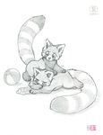  ambiguous_gender beach_ball cute feral kacey lying mammal on_front red_panda sketch sleeping 