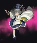  dress grey_hair hat japanese_clothes kariginu long_hair mononobe_no_futo ofuda onmyouji red_eyes seeker sketch solo touhou 