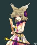  alphes_(style) bad_hands earmuffs kaoru_(gensou_yuugen-an) md5_mismatch parody ritual_baton short_hair solo style_parody touhou toyosatomimi_no_miko 