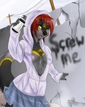  canine clothed clothing female fox green_eyes hair hoodie hooligan jinavee kalikassy mammal one_eye_closed rebel red_hair skimpy social_anarchy solo spraypaint vandalism 