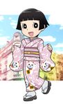  black_eyes black_hair cat fujiko_f_fujio_(style) ikoku_meiro_no_croisee japanese_clothes kimono parody short_hair solo style_parody ueyama_michirou yune_(ikoku_meiro_no_croisee) 