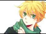  1boy blonde_hair boy emilion green_eyes kagamine_len male male_focus scarf solo vocaloid 