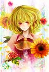  ascot bad_id bad_pixiv_id duplicate flower green_hair kazami_yuuka plaid plaid_vest red_eyes short_hair solo sunflower takahashi_(te6-6ba) touhou unmoving_pattern vest 