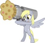  cannon derpy_hooves_(mlp) equine female food friendship_is_magic hasbro horse mammal maximillianveers muffen muffin my_little_pony pegasus plain_background pony ranged_weapon rocket_launcher solo transparent_background weapon wings 