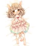  animal_ears blonde_hair blush cat chest_tuft child cub cute dress feet feline female flat_chest fluffy fur furry kishibe loli looking_at_viewer lying mammal on_bed open_mouth paws solo tail teeth tuft whiskers yellow_eyes young younger 