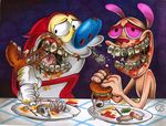  blue_nose bone braces food gantzcraziness pink_eyes red_nose ren ren_and_stimpy skull stimpy 