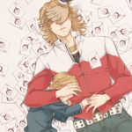  albert_maverick bad_id bad_pixiv_id barnaby_brooks_jr belt blonde_hair child covering_eyes dual_persona hitachi jacket jewelry male_focus multiple_boys necklace necktie red_jacket sleeping spoilers studded_belt tiger_&amp;_bunny time_paradox younger 