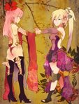  2girls ass blonde_hair blue_eyes boots breasts cleavage green_eyes haruno_sakura high_heels highres multiple_girls naruto pink_hair see-through shoes thigh_boots thighhighs yamanaka_ino yokige 