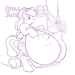  applejack_(mlp) big_breasts breast_expansion breasts dometriusking equine female filling friendship_is_magic hasbro hat horse hose huge_breasts mammal monochrome my_little_pony nipples pony purple_and_white scetch sketch 