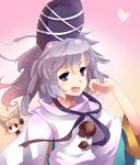  ? brown_hair grey_eyes grey_hair hat heart japanese_clothes kariginu mononobe_no_futo multiple_girls open_mouth ribbon short_hair touhou toyosatomimi_no_miko upper_body yetworldview_kaze 