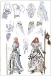  alternate_costume armor armored_dress banner character_sheet concept_art crest dress garters gauntlets high_heels hildegard_von_krone lance long_hair mole official_art polearm puff_and_slash_sleeves puffy_sleeves red_hair shoes short_sword side_slit soulcalibur soulcalibur_iv sword thighhighs weapon 