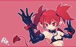  bat_wings black_gloves bra bracelet choker demon_girl demon_tail disgaea earrings elbow_gloves etna flat_chest gloves imazon jewelry lingerie makai_senki_disgaea pointy_ears red_eyes red_hair short_hair skull slit_pupils smile solo spiked_hair tail twintails underwear wings 