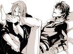  2boys amputation deadman_wonderland gankaku genkaku glasses kengamine_nagi kiss monochrome multiple_boys scar yaoi 