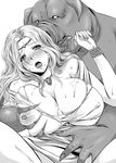  aida_mai blush breast_grab breasts circlet cleavage covered_nipples grabbing greyscale groping huge_breasts jewelry large_breasts long_hair monochrome monster nipples open_mouth original pendant pig rape saliva sweat tears torn_clothes 