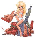  blonde_hair blush green_eyes gundam loli long_hair marasai weapon zeta_gundam 