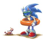  animal crab crabmeat goggles green_eyes inner_tube innertube sega simple_background snorkel sonic sonic_team sonic_the_hedgehog 