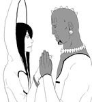  2boys arrancar bleach dark_skin espada hand_holding kaier_allgemeine monochrome multiple_boys nnoitra_gilga outline pixiv_manga_sample sketch yaoi zommari_leroux zommari_rureaux 