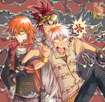  3boys abarai_renji anger angry bleach glasses kurosaki_ichigo long_hair male male_focus multiple_boys orange_hair red_hair shailo shirosaki_hichigo white_hair yellow_eyes 