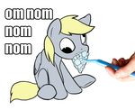  blonde_hair brush brushie_brushie_brushie bubble derp derpy_hooves_(mlp) dialogue disembodied_hand english_text equine female feral friendship_is_magic fur grey_fur hair hand hasbro humanoid_hands humor humour mammal meme my_little_pony om_nom_nom pegasus plain_background text toothpaste unknown_artist white_background wings yellow_hair 