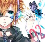  boy butterfly buttlerfly chain chains choker eyepacht eyepatch kagamine_len male male_focus nail rm227 solo vocaloid 