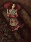  alice:_madness_returns alice_(wonderland) alternate_costume boots ceres_symbol couch doll_head fingerless_gloves frilled_pillow frills gjred gloves green_eyes highres lying pillow solo 