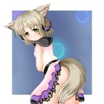  :3 animal_ears ass blush brown_hair dress dress_lift fox_ears fox_tail kemonomimi_mode md5_mismatch no_panties riku_(rikkuru) solo tail touhou toyosatomimi_no_miko yellow_eyes 