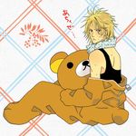  bear blonde_hair cosplay eden_no_ori kigurumi kouichi_yarai sitting 